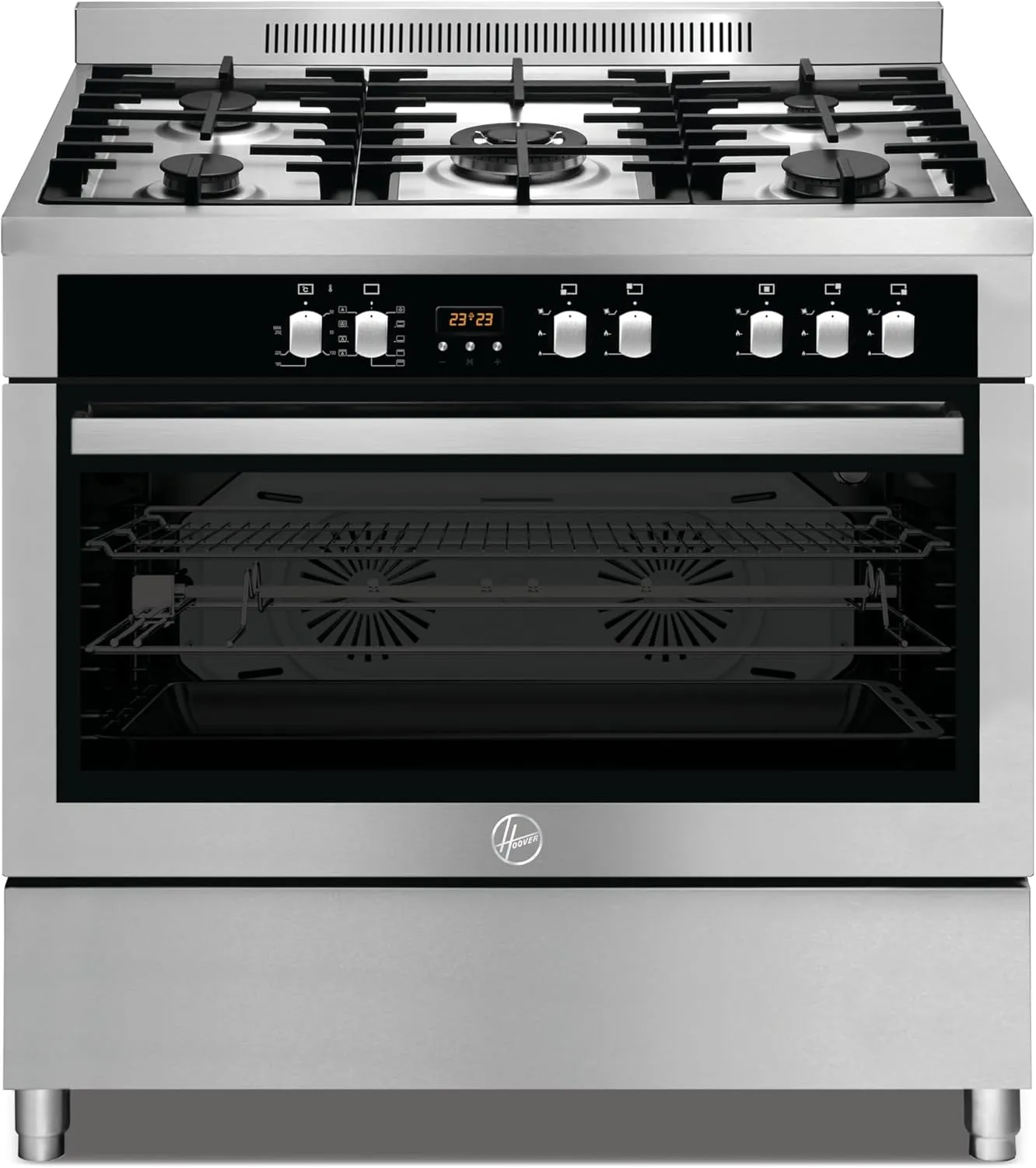 Hoover 60 cm built-in multifunction electric convection oven with touch control and eco-cleaning features.