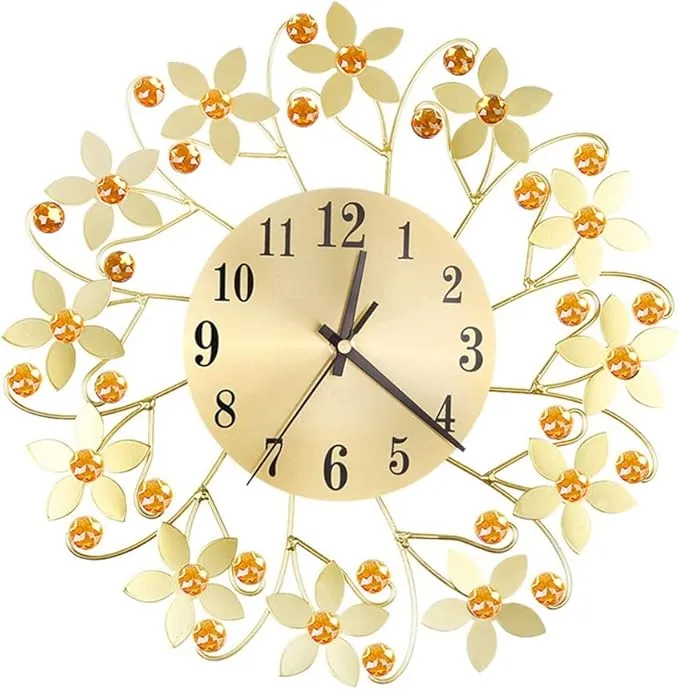 Iron silent metal wall clock with quartz needle for bedroom and living room home decor.