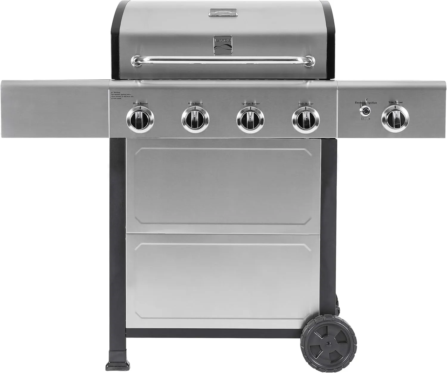 Kenmore 4-burner stainless steel gas grill with side burner model PG A40406SOL SE.