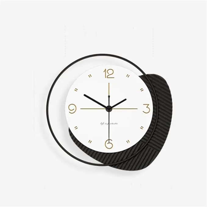 Large round metal wall clock with vintage silent design for home interior decor.