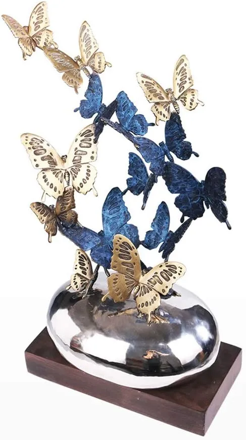 Luxury copper butterfly sculpture made of metal for home décor and living room display.