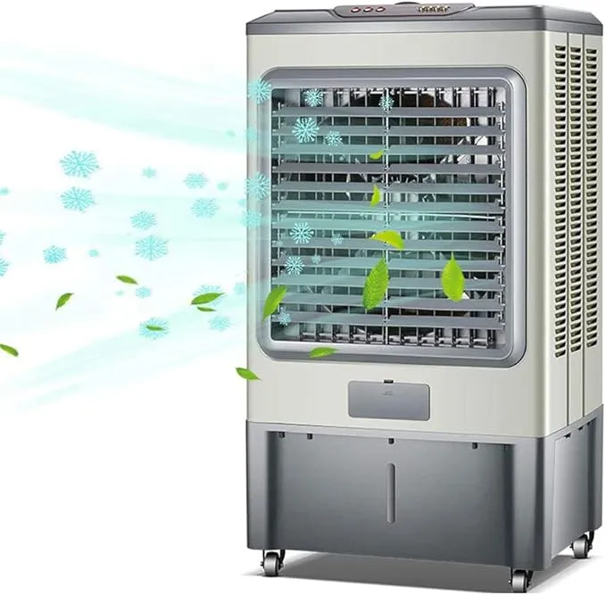 MNSSRN 80L commercial air cooler with 3-speed evaporative fan for factory, workshop, and large indoor spaces.