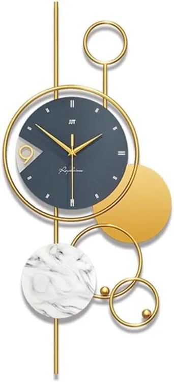 Modern metal pendant wall clock with silent operation for creative home and living room decor.