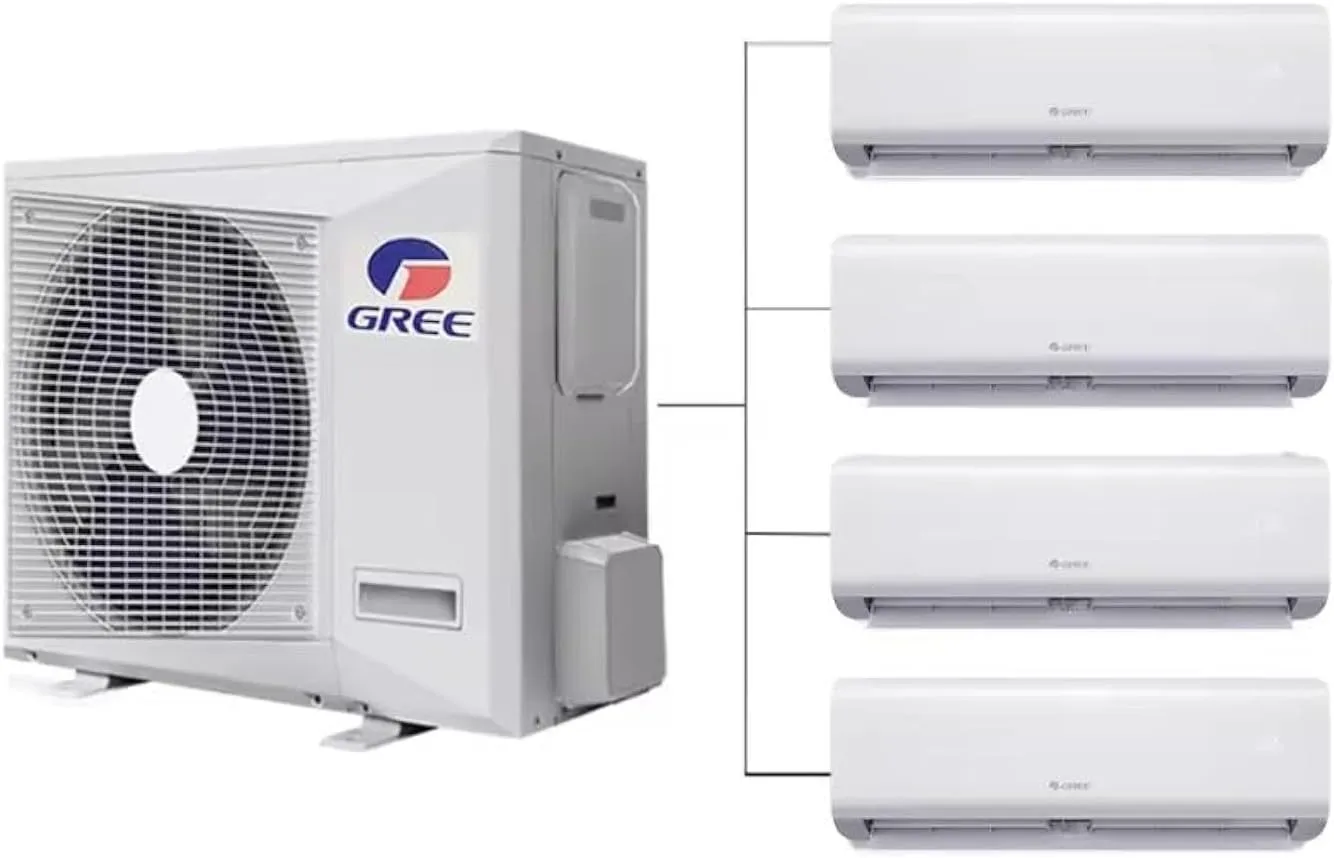 MultiZone 9K mini split AC and heater system with 4-zone ductless air conditioning for home or office.