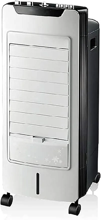 Portable 3-speed evaporative air cooler and humidifier fan for home and office use.
