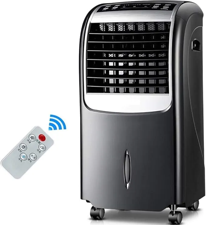 Portable air conditioner fan with LED touch, timer, and remote-controlled humidifier