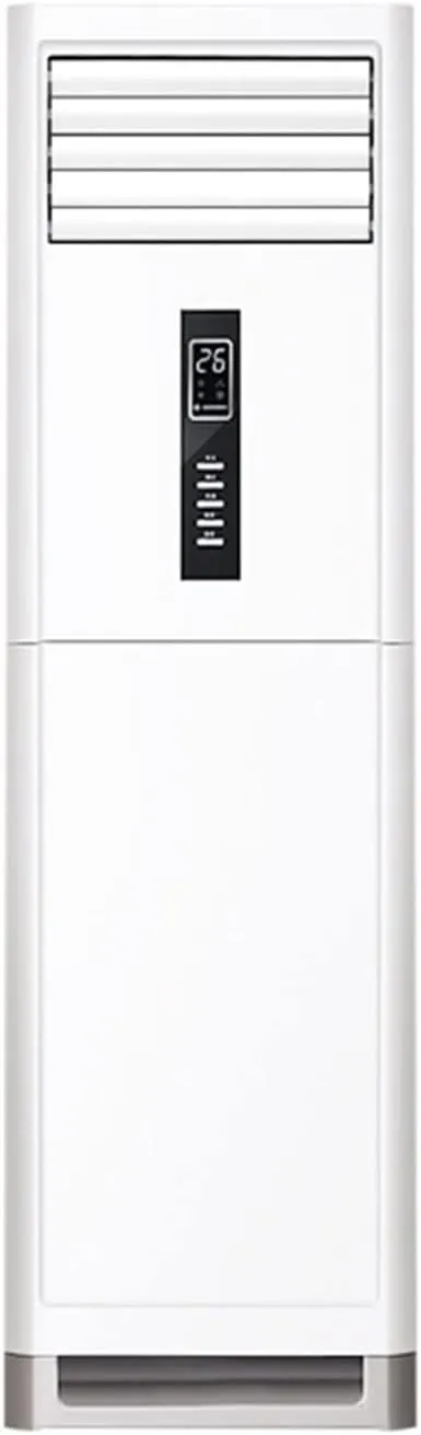 Portable home and office air conditioner with energy-efficient fixed frequency cooling.