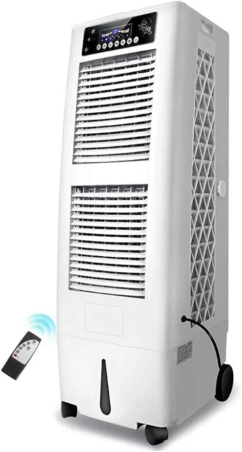 Portable mobile air conditioner with hose-free design in a home, office, and dormitory setting.