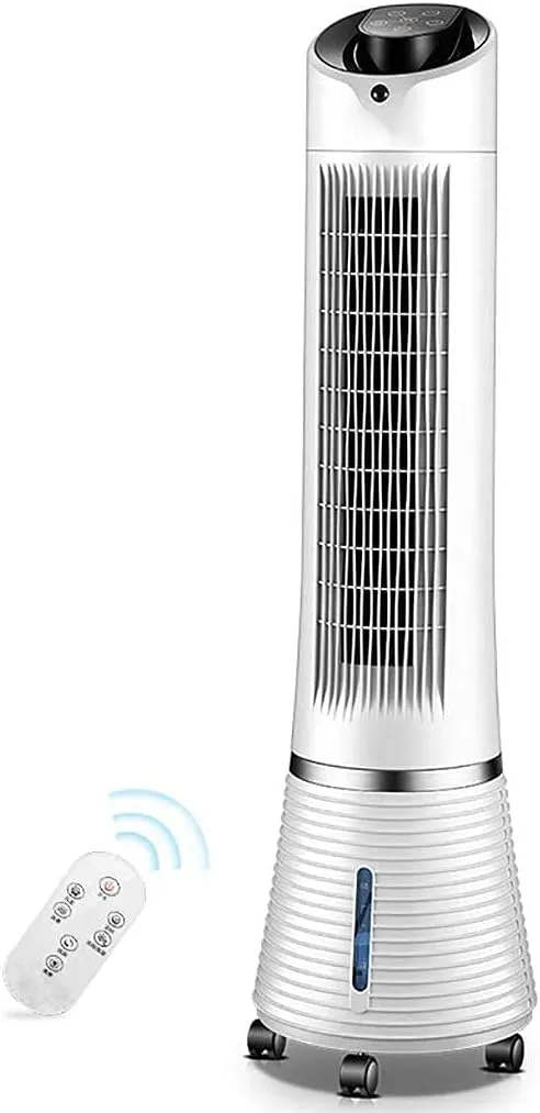 Portable standing air conditioner and evaporative cooler with timer for home use.