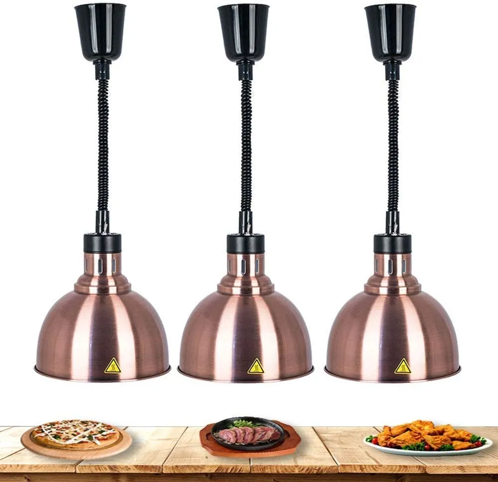Retractable commercial restaurant equipment and supplies for professional kitchen use.