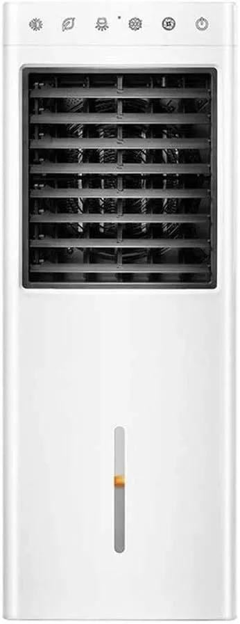 SMLZV 3-speed portable evaporative air cooler with heating and cooling functions, shown in a home office