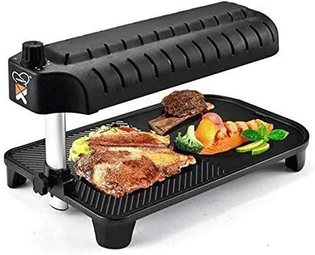 Samnuerly smokeless infrared indoor grill with nonstick cooking surface for even and clean grilling.