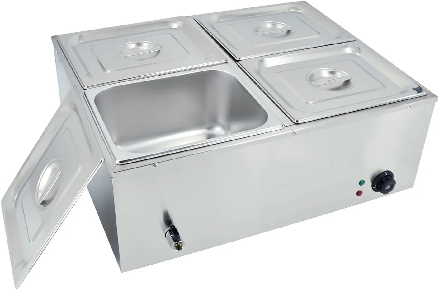 TAIMIKO commercial stainless steel electric bain marie food warmer with 30–85 °C temperature range.