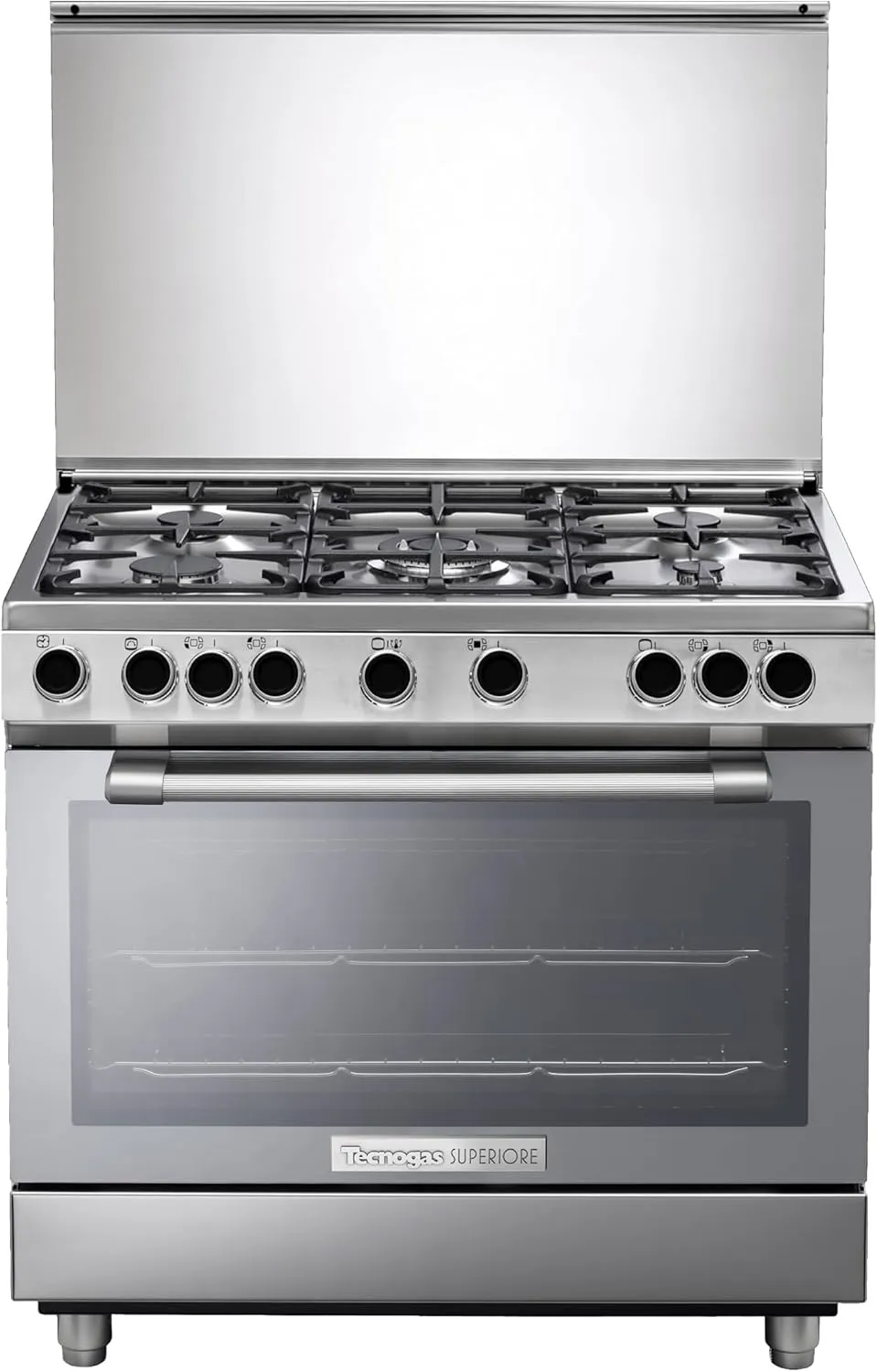 Tecnogas 90 cm Superiore dual-fuel cooker N3X96G5VC with gas hob, electric oven, and warranty included.