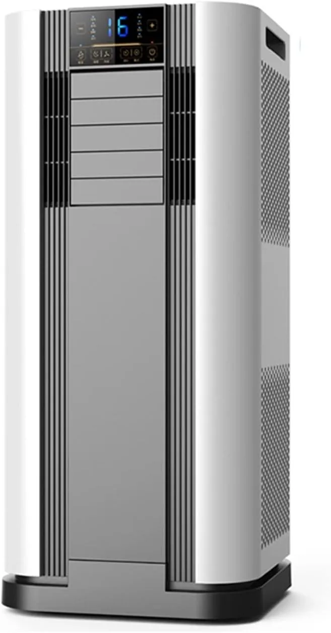 UOKUGZ portable hot and cold air conditioner with remote control in a home and office environment.