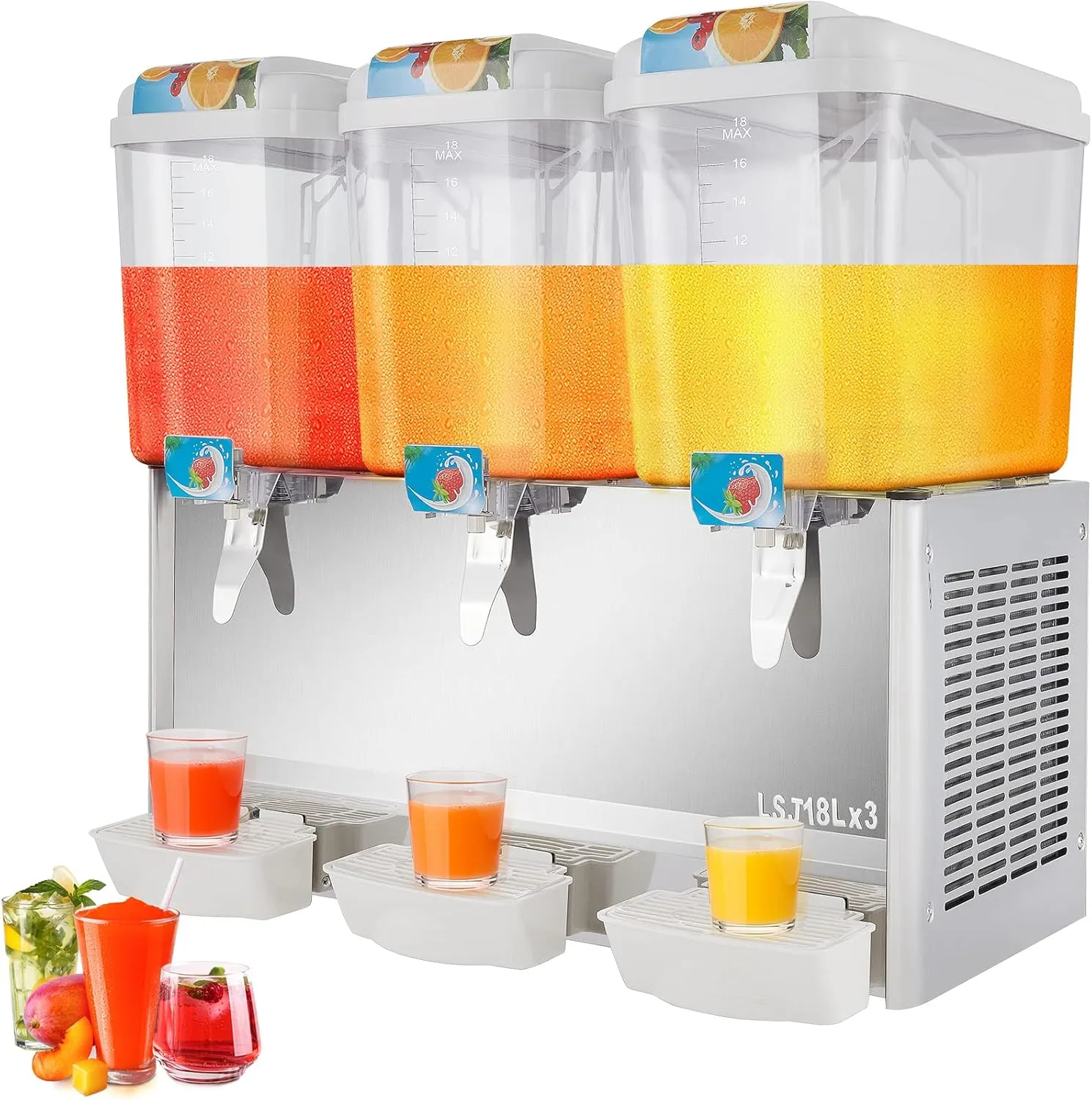 VEVOR commercial stainless steel cold beverage dispenser with thermostat controller for juice and drinks.