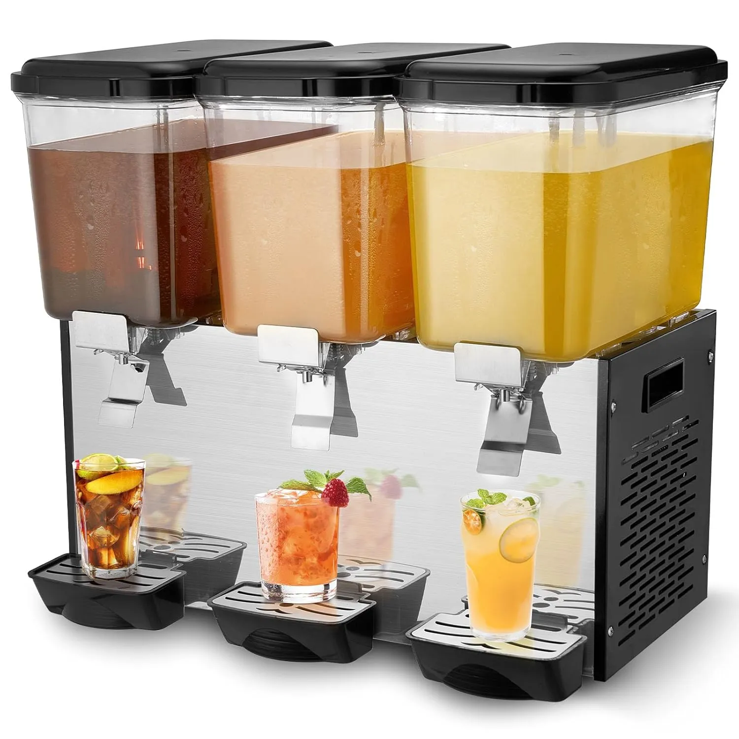 VEVOR commercial heavy-duty stainless steel beverage dispenser with thermostat for cold drinks.