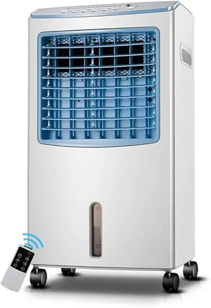 YZJWCJ 4-in-1 portable air conditioner fan in blue, water-cooled and remote-controlled, 65W