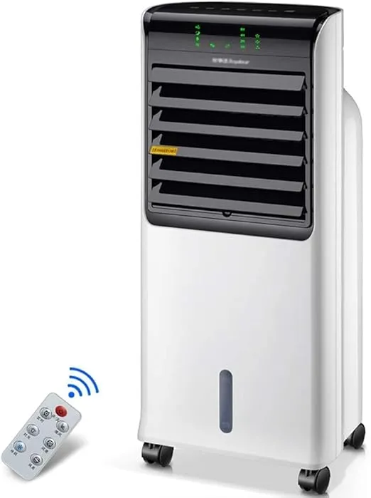ZJCQA 3-speed portable air conditioner with hose-free design and remote control in a home and office setting.