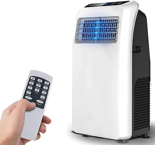 ZJCQA 8000 BTU portable air conditioner with dehumidifier and remote control, offering 3-in-1 functionality.
