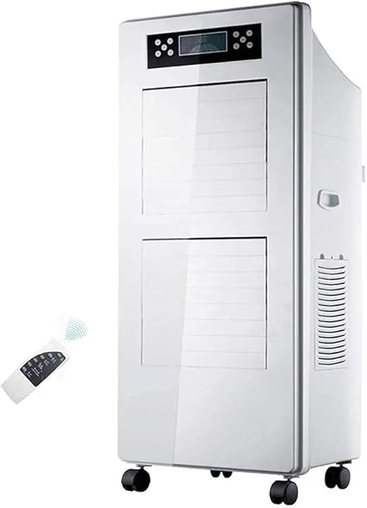 ZJCQA portable 200W air cooler, mobile no-hose AC fan, silent and energy-saving with remote.