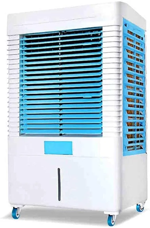 ZJCQA portable air cooler with hose-free AC, remote control, and humidifier in a modern home setting.