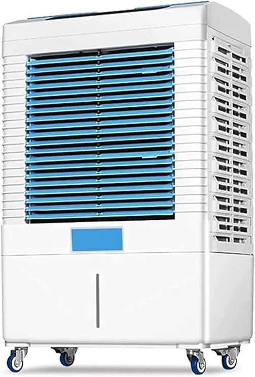 ZJCQA portable evaporative air conditioner with dehumidifier and remote control for quiet home cooling.