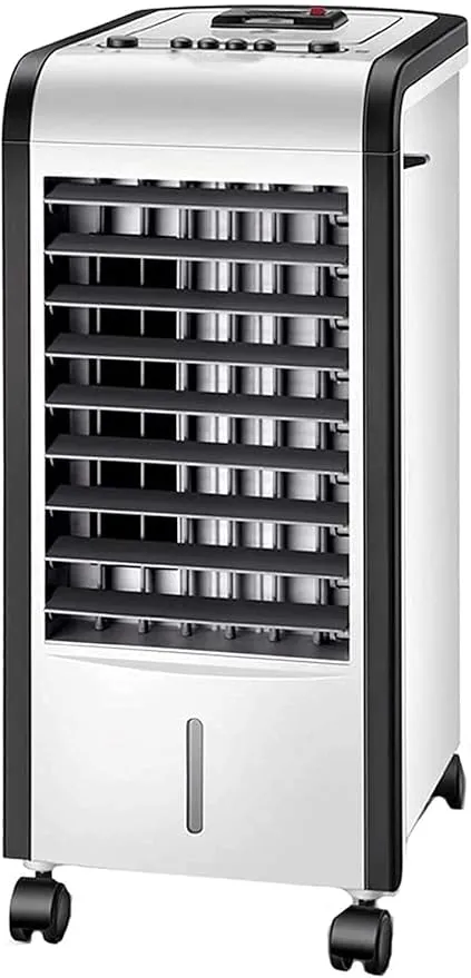 ZJCQA portable evaporative air cooler with both cooling and heating functions in a home setting