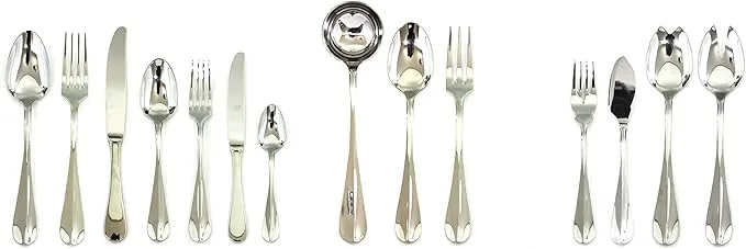 113-piece stainless steel cutlery set for modern home dining.