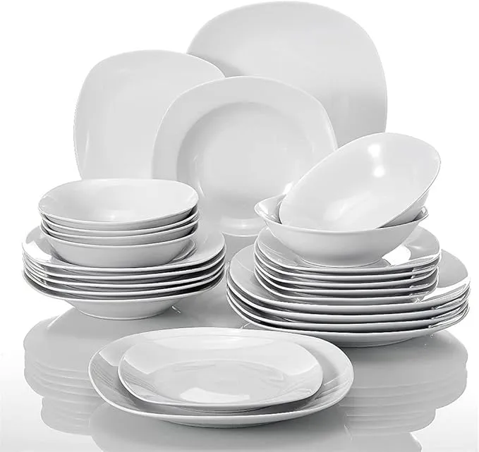 24-piece ceramic tableware set for 6 people, including bowls and plates.
