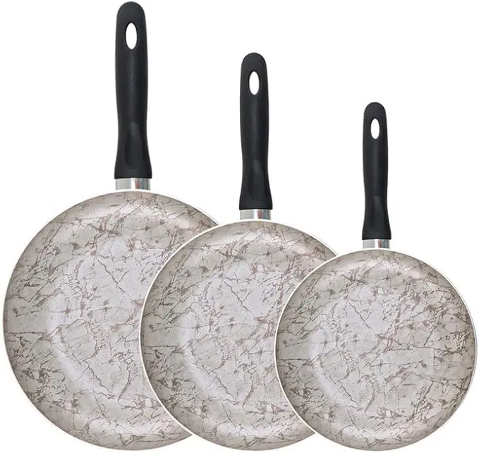 3-Piece Granite Coated Frying Pan Set – Nonstick Kitchen Cooking Essentials