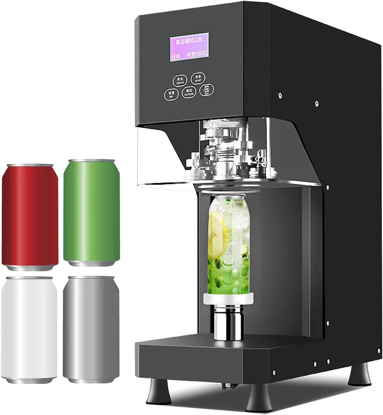 Adjustable diameter commercial cup sealer machine for different cup sizes.