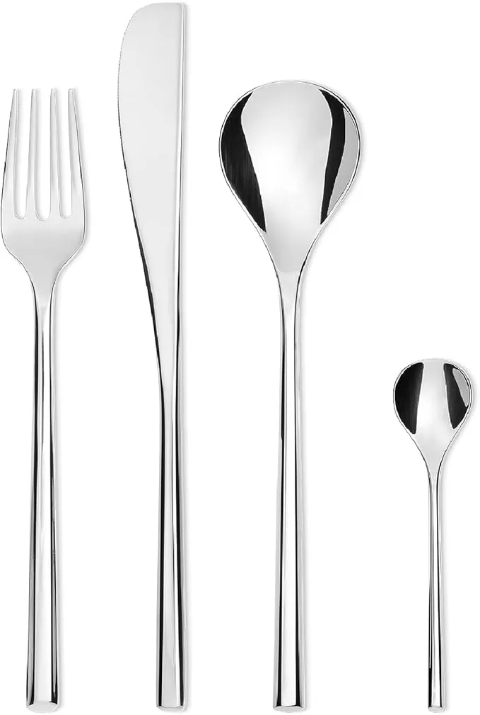 Alessi “MU” 6-piece stainless steel flatware set, 18/10 quality.