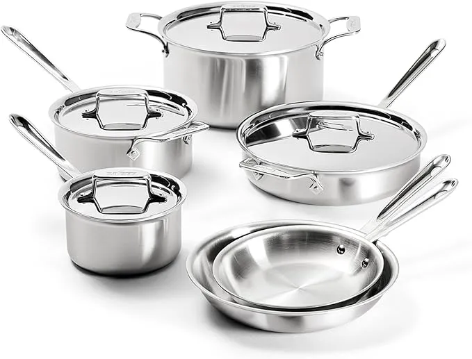 All-Clad D5 5-Ply Stainless Steel 5-Piece Cookware Set – Dishwasher Safe