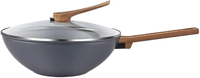 2-piece aluminium nonstick wok set with lid for durable and healthy cooking.