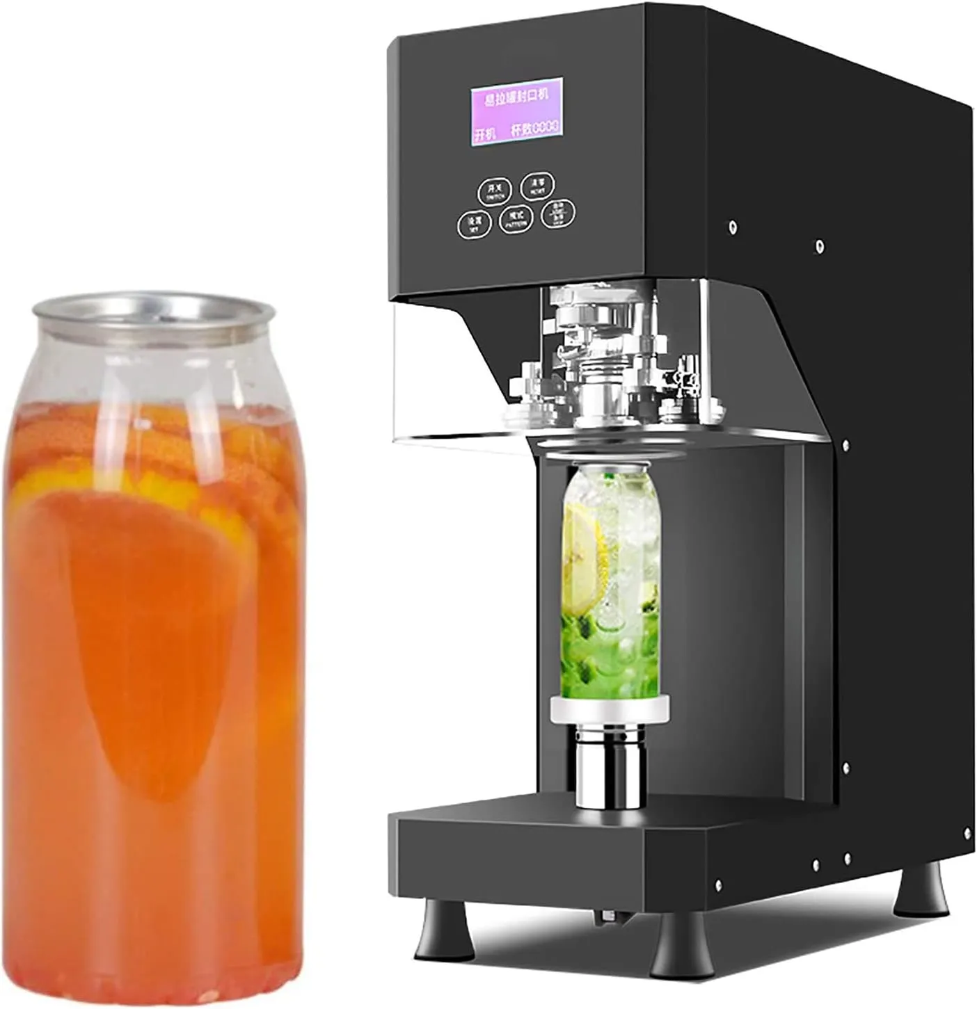 Automatic bottle and cup sealing machine for professional commercial use.