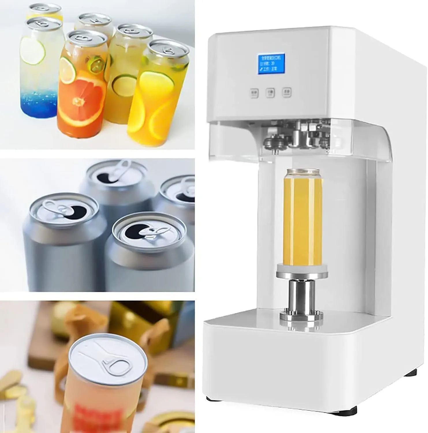 Automatic commercial beverage cup sealing machine with digital counter for professional use.