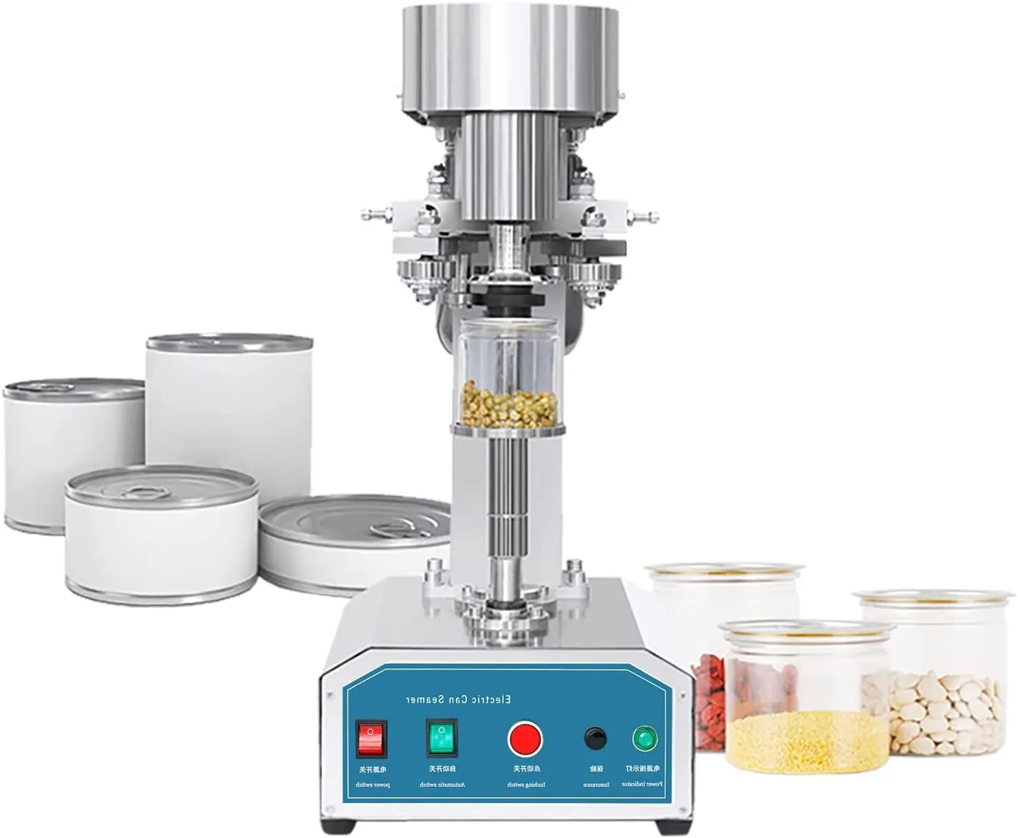 Automatic commercial electric bottle capping machine for beverage and liquid packaging.