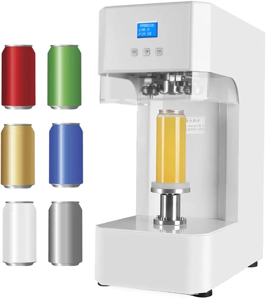 Automatic commercial bottle and container sealing machine for industrial packaging use.