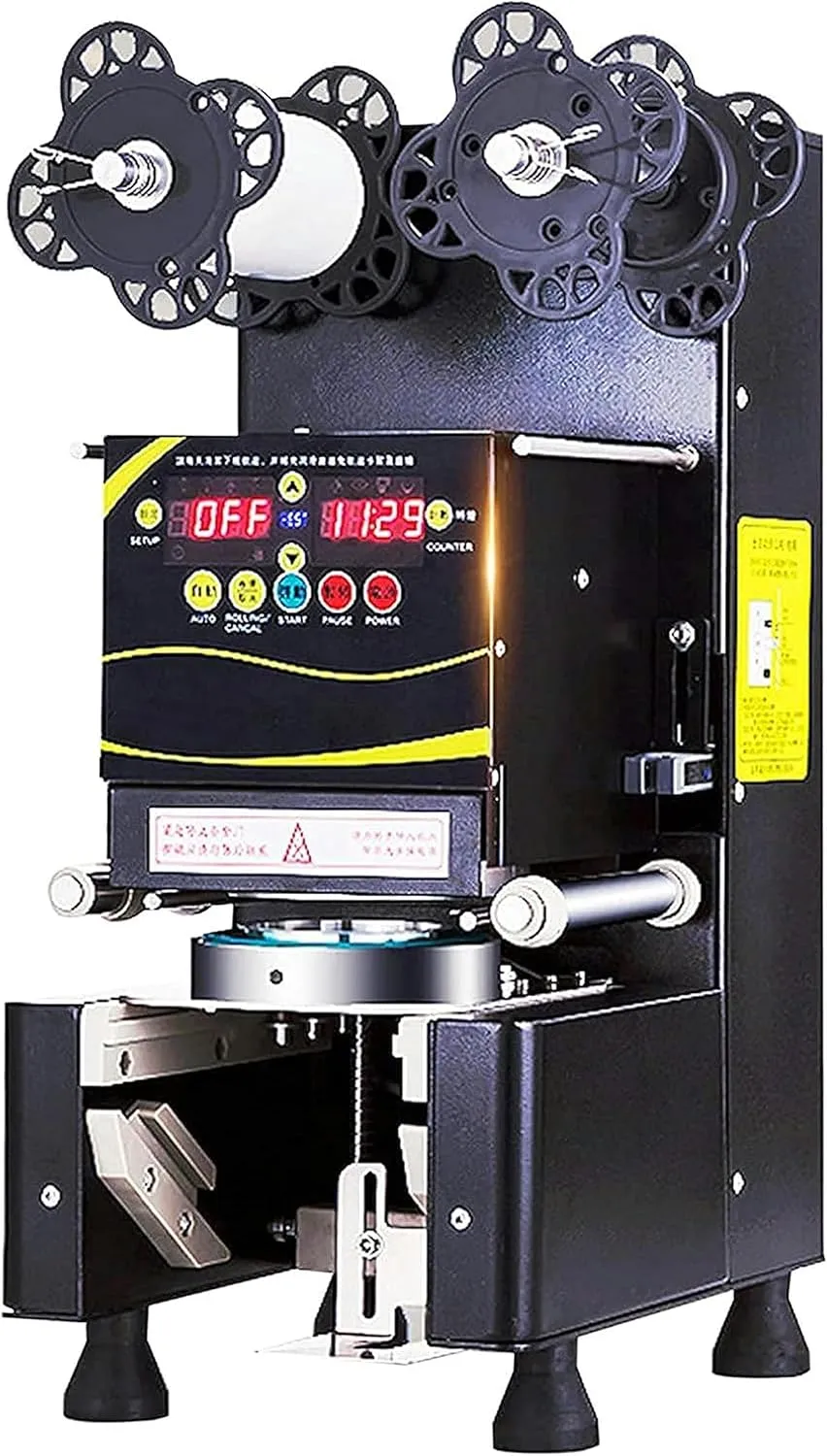 Automatic commercial electric intelligent sealing machine for beverage and food packaging.