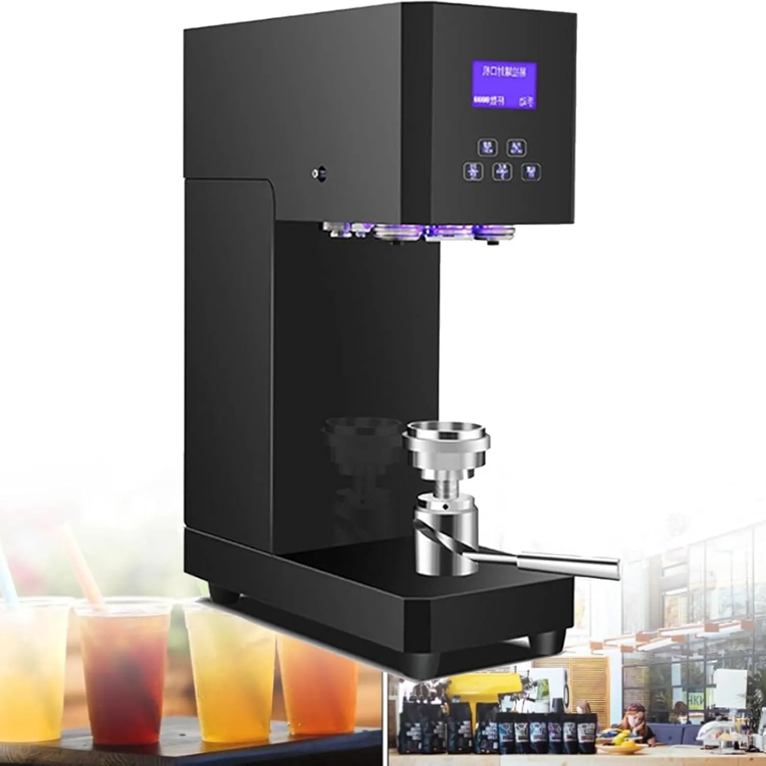 Benchtop automatic cup sealer machine for sealing beverage cups