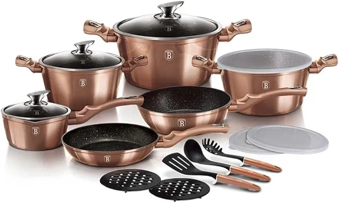 6-piece Berlinger Haus carbon steel knife set with magnetic stand, professional quality.