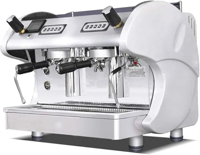 Business espresso coffee machine with steam function and safety LCD display.