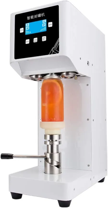 Commercial automatic beverage cup and bottle sealing machine for professional packaging.