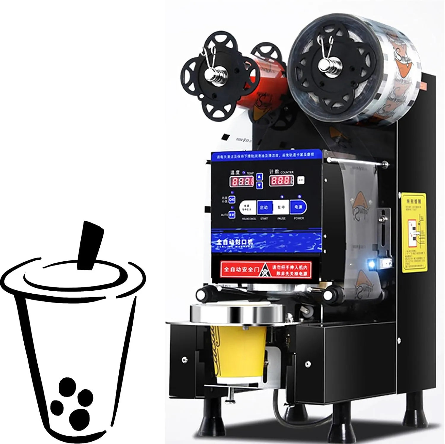 Commercial automatic electric cup sealer machine with built-in counter for beverage sealing