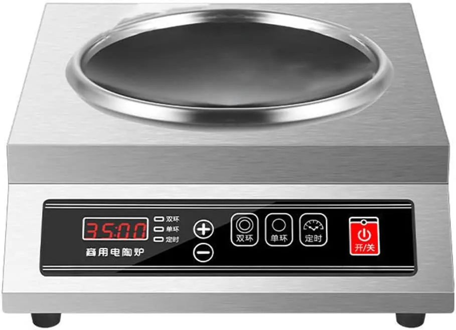 Concave 3500W commercial electric induction cooker with stainless steel housing for professional kitchens.