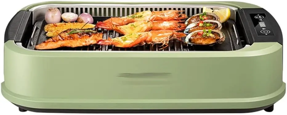 Electric smokeless non-stick barbecue grill machine for clean and efficient indoor cooking.