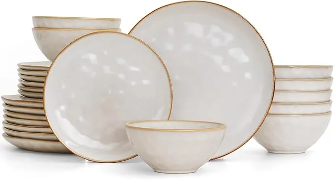 Famiware 24-piece dinnerware set with plates and bowls for 8 people.