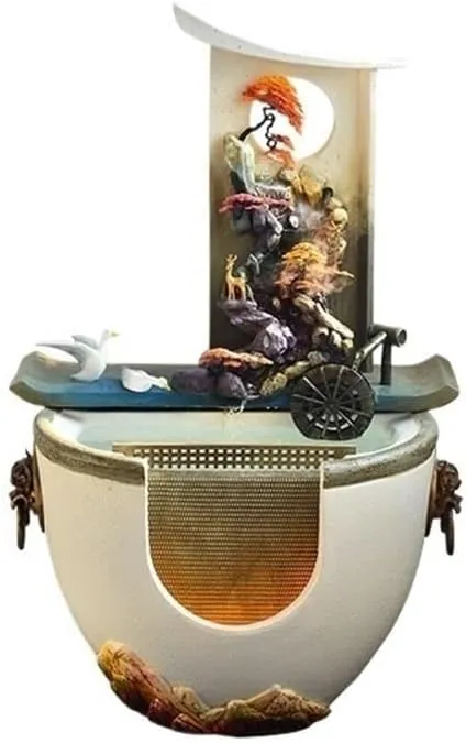 Floor-standing Feng Shui water fountain for garden, patio, and home decor.