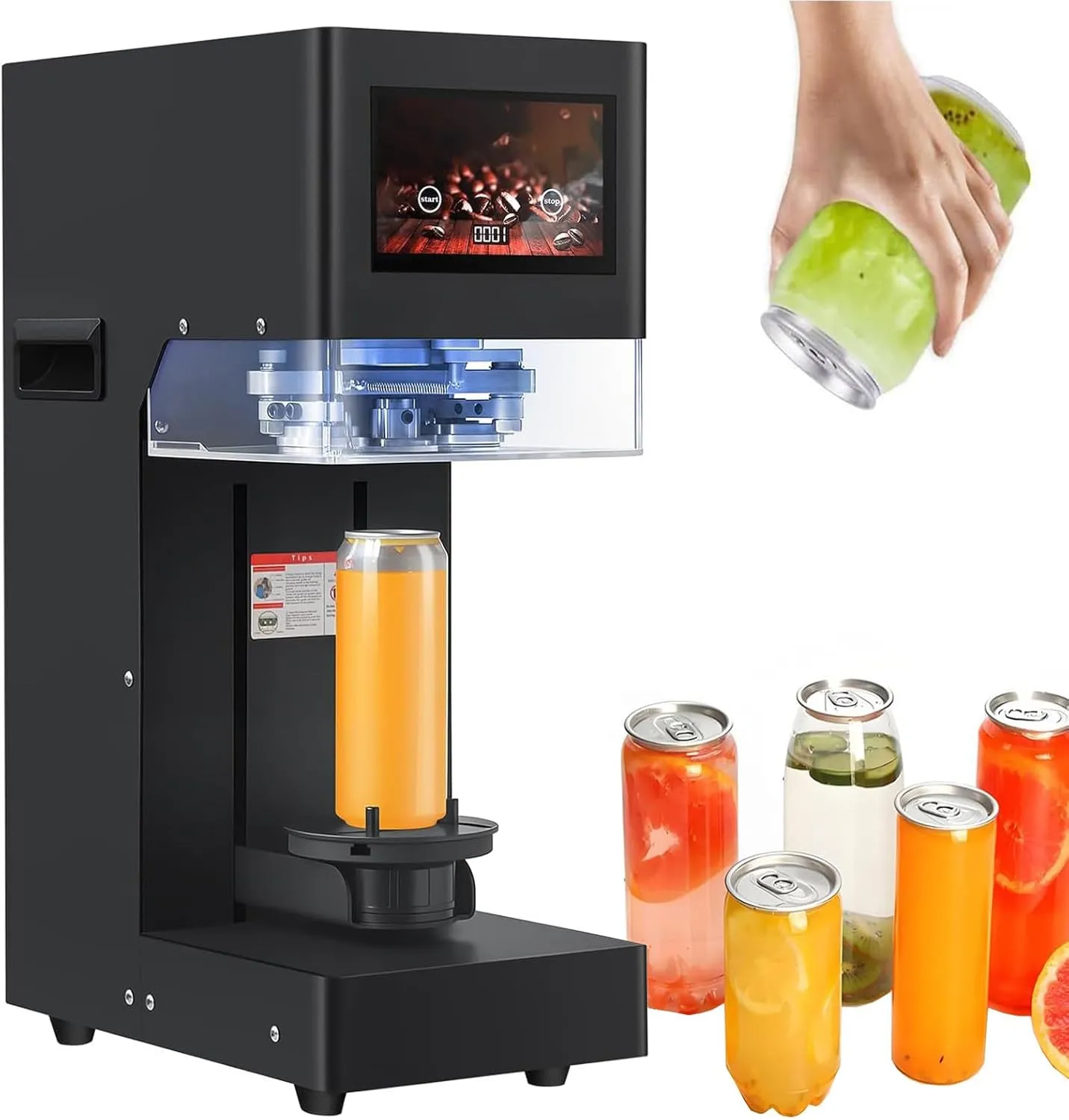 Fully automatic commercial can sealing machine for secure beverage packaging